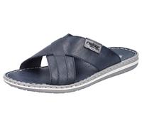 Pantolette RIEKER, Herren, Gr. 43, blau (nachtblau), Leder, unifarben mit Farbeinsatz, Schuhe Pantolette, Sommerschuh, Strandschuh, Schlappen, Hausschuh mit Label (11648216-43) nachtblau