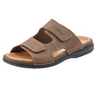 Pantolette RIEKER, Herren, Gr. 43, braun (dunkelbraun), Leder, unifarben, Schuhe Pantolette, Sommerschuh, Strandschuh, Hausschuh mit weicher Innensohle (43505462-43) dunkelbraun