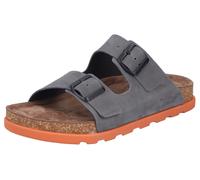 Pantolette RIEKER, Herren, Gr. 43, grau, Nubukleder, unifarben, Schuhe Pantolette, Sommerschuh, Strandschuh, Hausschuh mit bequemem Fußbett (66015819-43) grau