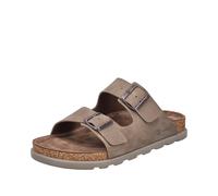 Pantolette RIEKER, Herren, Gr. 44, dunkelbeige, Nubukleder, unifarben, Schuhe Pantolette, Sommerschuh, Strandschuh, Hausschuh mit bequemem Fußbett (60920664-44) dunkelbeige
