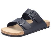 Pantolette RIEKER, Herren, Gr. 44, schwarz, Lederimitat, unifarben, Schuhe Pantolette, Sommerschuh, Schlappen, Hausschuh, mit zwei Schnallenverschlüssen (52675547-44) schwarz