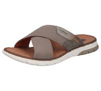 Pantolette RIEKER, Herren, Gr. 44, taupe, Lederimitat, Textil, Schuhe Pantolette, Sommerschuh, Strandschuh, Urlaubsschuh mit Kreuzbandage (57632532-44) taupe