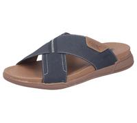 Pantolette RIEKER, Herren, Gr. 45, nachtblau, Nubuklederimitat, unifarben mit Farbeinsatz, Basic, Schuhe Pantolette, Sommerschuh, Hausschuh, Urlaubsschuh in bequemer Form (19135820-45) nachtblau