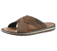 Pantolette RIEKER, Herren, Gr. 45, braun (nussbraun, taupe), Leder, Lederimitat, Schuhe Pantolette, Sommerschuh, Schlappen, Poolslide, 150 Jahre RIEKER Jubiläumsartikel (24535601-45) nussbraun, taupe