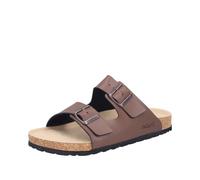 Pantolette RIEKER, Herren, Gr. 45, dunkelbraun, Lederimitat, unifarben, Schuhe Pantolette, Sommerschuh, Schlappen, Hausschuh, mit zwei Schnallenverschlüssen (73438651-45)