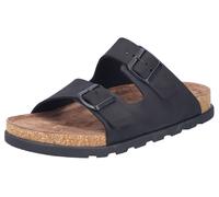 Pantolette RIEKER, Herren, Gr. 45, schwarz, Nubukleder, unifarben, Schuhe Pantolette, Sommerschuh, Strandschuh, Hausschuh mit bequemem Fußbett (19960840-45) schwarz