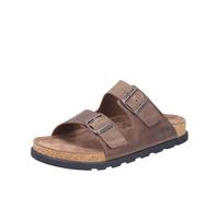 Pantolette RIEKER, Herren, Gr. 47, taupe, Nubukleder, unifarben, Schuhe Pantolette, Sommerschuh, Strandschuh, Hausschuh mit bequemem Fußbett (61584645-47) taupe