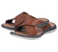 Pantolette RIEKER, Damen, Gr. 42, braun, Leder, unifarben mit Farbeinsatz, Schuhe Pantolette, Sommerschuh, Strandschuh, Urlaubsschuh mit weicher Innensohle (92443457-42) braun
