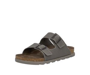 Pantolette RIEKER, Jungen, Gr. 46, grau, Textil, unifarben, Schuhe Pantolette, Sommerschuh, Strandschuh, Hausschuh, Urlaubsschuh mit zwei Schnallen (52760926-46) grau