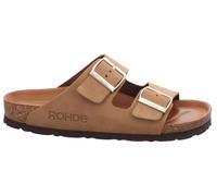 Pantolette ROHDE "Alba", Damen, Gr. 36, beige, Leder, Schuhe Pantolette, Keilabsatz, Sommerschuh, Hausschuh mit zwei Schnallenverschlüsse (95583301-36) beige