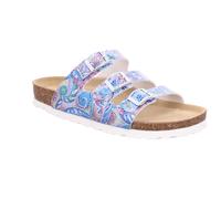 Pantolette ROHDE "Alba", Damen, Gr. 36, Textil, hellblau multicolor, Nubuklederimitat, mehrfarbig, Basic, Schuhe Pantolette, Sommerschuh, Hausschuh mit drei verstellbaren Schnallen (96295633-36) hellb