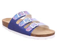 Pantolette ROHDE "ALBA", Damen, Gr. 37, blau (jeansblau kombiniert), Nubuklederimitat, Schuhe Pantolette, Sommerschuh, Hausschuh, Strandschuh, Schlappen mit drei Schnallen (39333552-37)