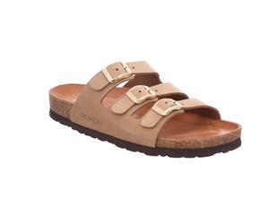 Pantolette ROHDE "ALBA", Damen, Gr. 38, natur, Nubukleder, unifarben, Schuhe Pantolette, Sommerschuh, Hausschuh mit drei verstellbaren Schnallen (71675144-38) natur