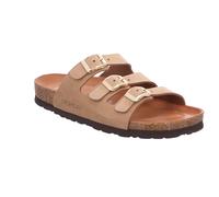 Pantolette ROHDE "Alba", Damen, Gr. 39, beige (natur), Nubukleder, unifarben, Schuhe Pantolette, Sommerschuh, Hausschuh mit drei verstellbaren Schnallen (71675144-39) natur