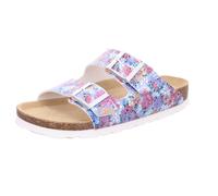 Pantolette ROHDE "ALBA", Damen, Gr. 39, blau multicolor, Nubuklederimitat, geblümt, mehrfarbig, Basic, Schuhe Pantolette, Sommerschuh, Hausschuh, Strandschuh mit verstellbaren Schnallen (22870722-39)