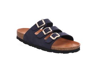 Pantolette ROHDE "ALBA", Damen, Gr. 39, nachtblau, Nubukleder, unifarben, Schuhe Pantolette, Sommerschuh, Hausschuh mit drei verstellbaren Schnallen (72942722-39) nachtblau