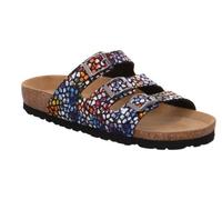 Pantolette ROHDE "Alba", Damen, Gr. 41, bunt (schwarz, multi), Nubuklederimitat, Schuhe Pantolette, Sommerschuh, Schlappen, Hausschuh mit buntem Druck, G-Weite = weit (31371861-41) schwarz, multi