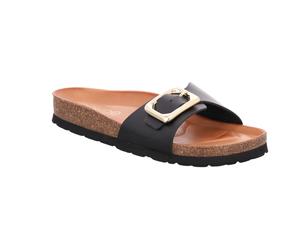 Pantolette ROHDE "ALBA", Damen, Gr. 42, schwarz, Leder, unifarben, Schuhe Pantolette, Sommerschuh, Strandschuh, Hausschuh mit vorgeformten Tieffußbett (42120428-42) schwarz