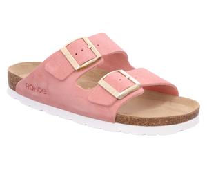 Pantolette ROHDE "ALBA", Damen, Gr. 43, rosa (rose), Veloursleder, Schuhe Pantolette, Sommerschuh, Hausschuh, Zweischnaller, Strandschuh mit Softfußbett (35273137-43) rose