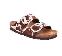 Pantolette ROHDE "Alba Giraffe", Damen, Gr. 41, braun (mokka, creme), Textil, Schuhe Pantolette, Sommerschuh, Hausschuh mit angesagtem Kuhfell-Print (48580660-41) mokka, creme