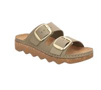 Pantolette ROHDE "FOGGIA-D", Damen, Gr. 36, khaki, Nubukleder, unifarben, Schuhe Pantolette, Hausschuh, Sommerschuh, Strandschuh mit Schnallenverschlüsse (49311053-36) khaki