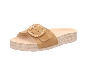Pantolette ROHDE "MATERA", Damen, Gr. 40, natur, Veloursleder, unifarben, Schuhe Pantolette, Sommerschuh, Strandschuh, Urlaubsschuh mit verstellbarer Schnalle (10011112-40) natur