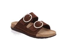 Pantolette ROHDE "RODIGO-D", Damen, Gr. 38, mokka, Veloursleder, unifarben, Schuhe Pantolette, Sommerschuh, Hausschuh, Urlaubsschuh mit verstellbaren Schnallen (61470213-38) mokka