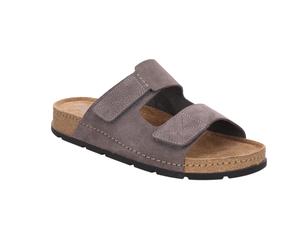 Pantolette ROHDE "SOAVE", Herren, Gr. 41, grau, Veloursleder, unifarben, Basic, Schuhe Pantolette, Sommerschuh, Hausschuh, Klettschuh mit Softfußbett (23202259-41) grau