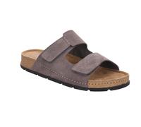 Pantolette ROHDE "SOAVE", Herren, Gr. 43, grau, Veloursleder, unifarben, Basic, Schuhe Pantolette, Sommerschuh, Hausschuh, Klettschuh mit Softfußbett (23202259-43) grau