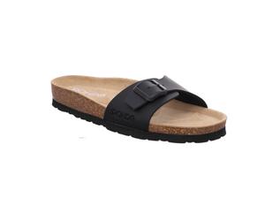Pantolette ROHDE "SUNNYS", Damen, Gr. 38, schwarz, Lederimitat, Schuhe Pantolette, Sommerschuh, Schlappen, Urlaubsschuh, Strandschuh mit Fußbett (59005644-38) schwarz