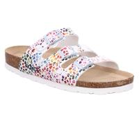 Pantolette ROHDE "SUNNYS N13", Damen, Gr. 43, bunt (weiß, multi), Nubuklederimitat, Schuhe Pantolette, Sommerschuh, Schlappen, Hausschuh mit buntem Druck, G-Weite = weit (84822500-43) weiß, multi