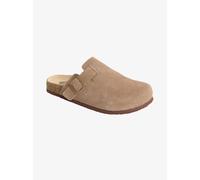 Pantolette ROXY "ZELIAH SIN FUR", Damen, Gr. 41, atmungsaktiv, beige (taupe), Leder, Schuhe Pantolette, Hausschuh, Schlappen, Sandale (63868513-41) taupe