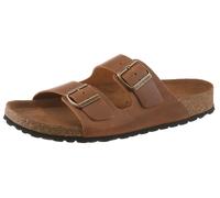 Pantolette SALAMANDER, Jungen, Gr. 41, braun (cognac), Leder, Schuhe Pantolette, Sommerschuh, Hausschuh mit Schnallenverschlüsse und Fußbett (89148730-41) cognac
