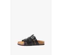 Tamaris Damen Pantoletten, Frauen Clogs, Pantoletten,Sandalen,Freizeitschuhe,wortmann,sportlich,feminin,Heart and Sole,Black Leather,36 EU