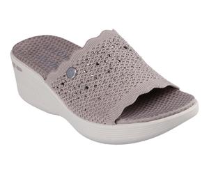 Pantolette SKECHERS "PIER-LITE-LIGHT ESSENCE", Herren, Gr. 37, taupe, Textil, Glitzer, Schuhe Pantolette, Sommerschuh, Strandschuh mit Luxe Foam und Glitzerdetails (61398813-37) taupe