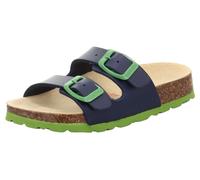 Pantolette SUPERFIT "Hausschuh WMS: Mittel", Mädchen, Gr. 31, blau (blau, grün), Lederimitat, unifarben, Schuhe Pantolette, Schlappen, Hausschuh mit Schnallen, Größenschablone zum Download (12832704-3