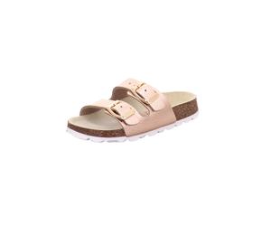 Pantolette SUPERFIT "WMS: mittel", Mädchen, Gr. 35, rosa (bronzefarben), Lederimitat, Schuhe Pantolette, Schlappen, Hausschuh mit Schnallen, Größenschablone zum Download (25926468-35) bronzefarben