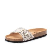 Pantolette TAMARIS "CORRA", Damen, Gr. 37, beige, snake, Lederimitat, Reptilienprägung, Schuhe Pantolette, Sommerschuh, Schlappen mit verstellbarer Schnalle (52842614-37) beige, snake