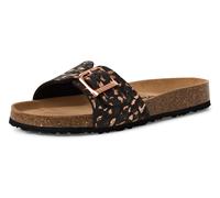 Tamaris Damen-Pantolette M2752042 Fußbett flach Schwarz/Leopard Größe 38