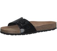 Pantolette TAMARIS "CORRA", Damen, Gr. 41, schwarz, Lacklederimitat, glänzend, Schuhe Pantolette, Sommerschuh, Schlappen mit verstellbarer Schnalle (81649859-41) schwarz