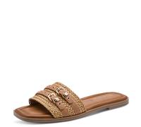 Pantolette TAMARIS, Damen, Gr. 36, camel, Synthetik, Textil, Flechtoptik, Schuhe Pantolette, Blockabsatz, Sommerschuh, Schlüpfschuh mit modischen Zierschnallen (90730749-36) camel