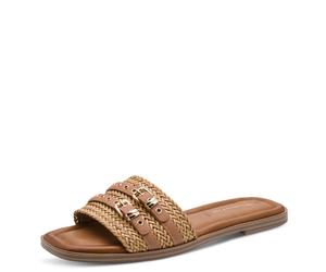 Pantolette TAMARIS, Damen, Gr. 36, camel, Synthetik, Textil, Flechtoptik, Schuhe Pantolette, Blockabsatz, Sommerschuh, Schlüpfschuh mit modischen Zierschnallen (90730749-36) camel
