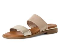 Pantolette TAMARIS, Damen, Gr. 36, grau (taupe kombiniert), Lederimitat, Textil, Schuhe Pantolette, Blockabsatz, Sommerschuh, Schlupfschuh, Businesschuh mit Riemchen (84164711-36)