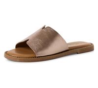 Pantolette TAMARIS, Damen, Gr. 36, grau (taupe), Leder, unifarben, Schuhe Pantolette, Sommerschuh, Schlappen mit breiter Bandage (15047666-36)