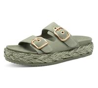 Pantolette TAMARIS, Damen, Gr. 36, grün (mintgrün), Ziegenveloursleder, unifarben, modisch, Schuhe, Plateaus, Sommerschuh, Strandschuh mit vorgeformtem Fußbett (56487124-36) mintgrün