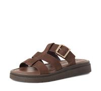 Pantolette TAMARIS, Damen, Gr. 36, mokka, Nubukleder, unifarben, Schuhe Pantolette, Schlupfschuh, Sommerschuh mit regulierbarem Schnallenverschluss (14055663-36) mokka