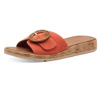 Pantolette TAMARIS, Damen, Gr. 36, orange, Ziegenveloursleder, Schuhe Pantolette, Keilabsatz, Sommerschuh, Schlupfschuh mit hübscher Zierschnalle (81840701-36)