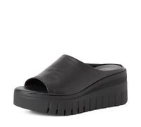 Pantolette TAMARIS, Damen, Gr. 36, schwarz, Glattleder, unifarben, Schuhe Pantolette, Keilabsatz, Sommerschuh, Schupfschuh mit markantem Plateau (74719623-36) schwarz
