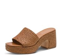 Pantolette TAMARIS, Damen, Gr. 37, cognac, Textil, Flechtoptik, Schuhe Pantolette, Blockabsatz, Plateau, Sommerschuh in trendiger Flechtoptik (28267644-37) cognac