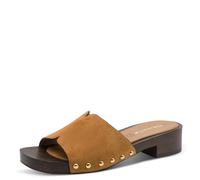 Pantolette TAMARIS, Damen, Gr. 37, cognac, Textil, unifarben, Schuhe Pantolette, Blockabsatz, Sommerschuh, Schlüpfschuh mit aufgesetzten Nieten (74395166-37) cognac